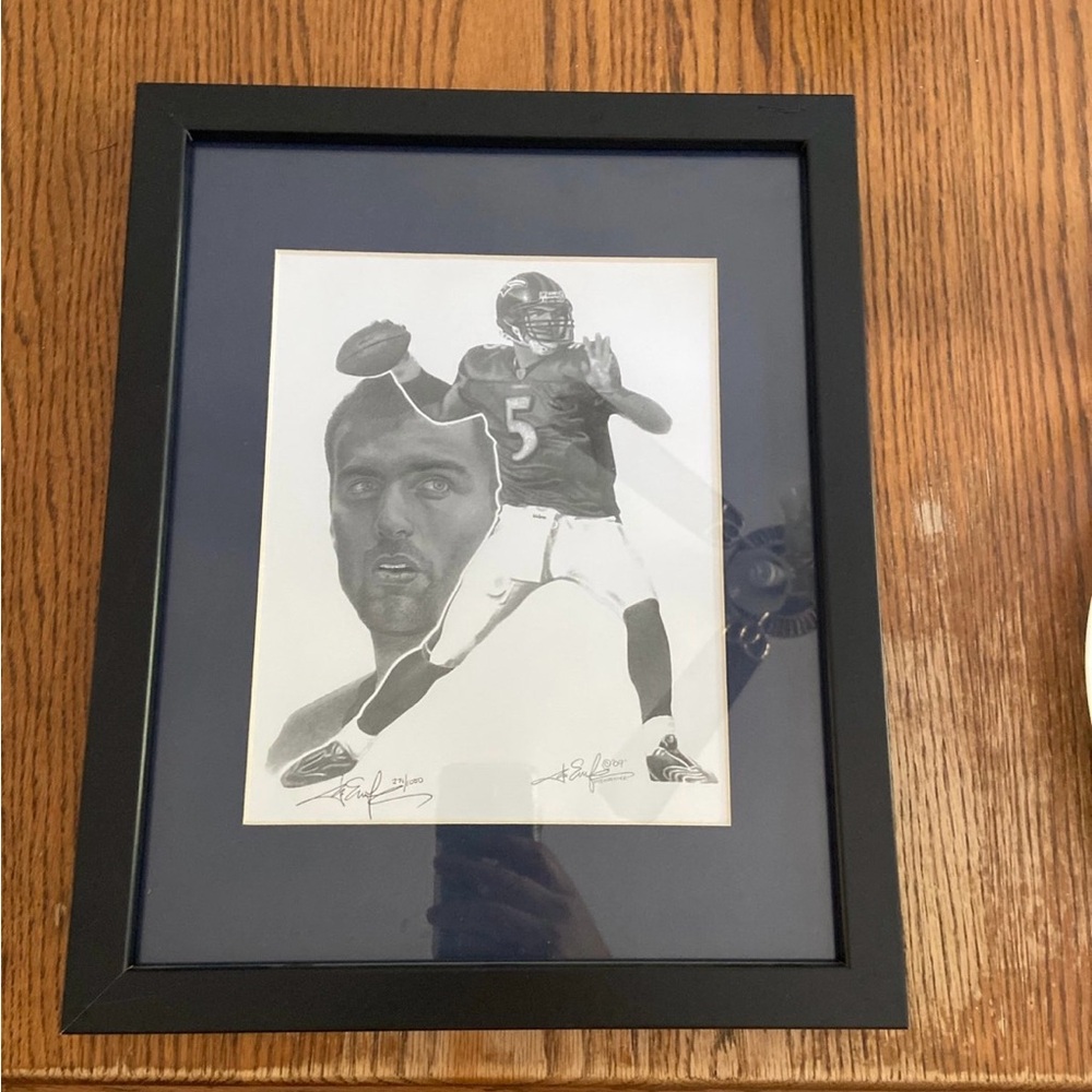 Framed Joe Flacco Sketch /1000 with artist signature